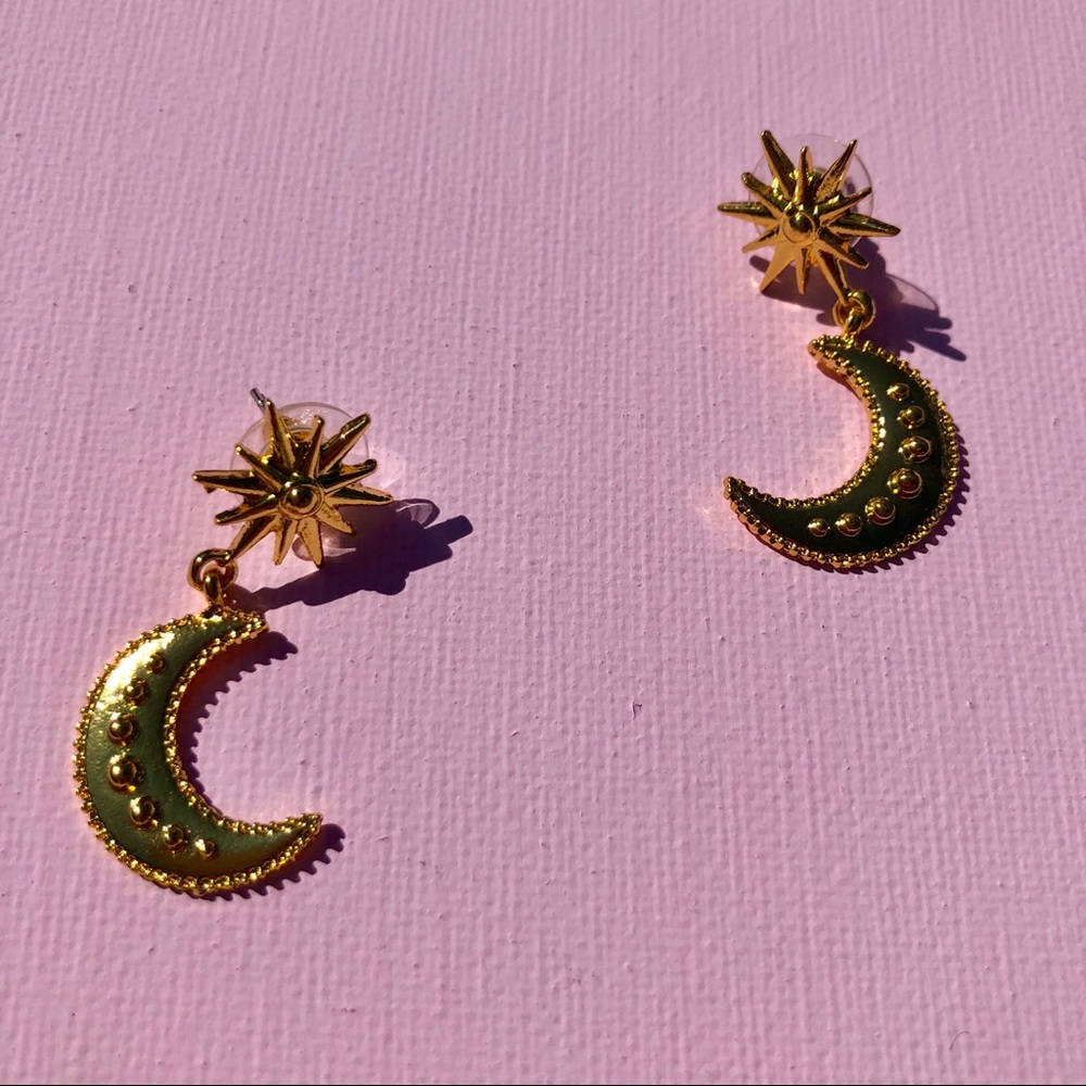 Sunshine gold moon and stars earrings